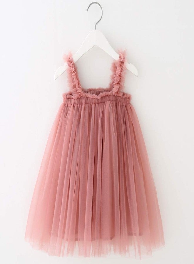 BGFKS Layered Tulle Tutu Dress for Toddler Girls,Baby Girl Rainbow Tutu Princess Skirt Set with Flower Headband.(Dusty Rose,3T) - Image 3